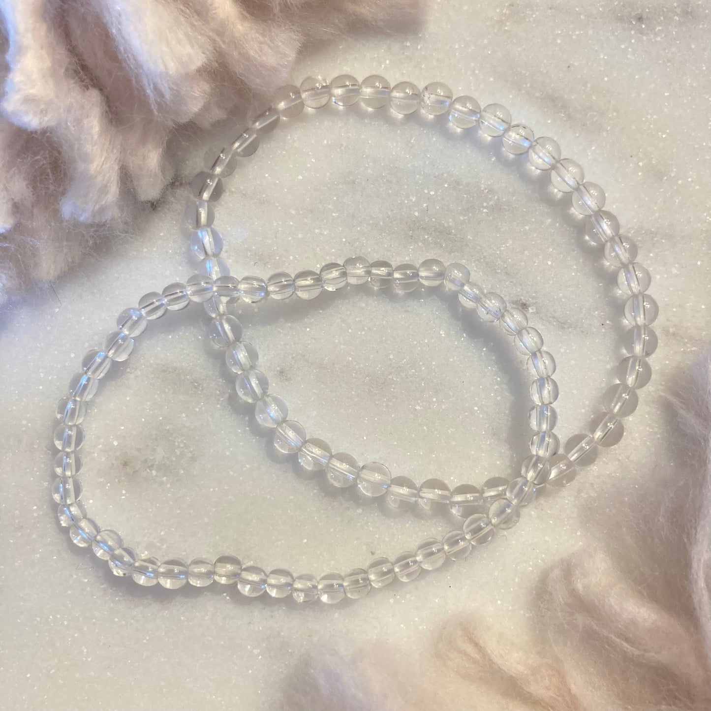 Clear Quartz 4mm Round Bead Bracelet