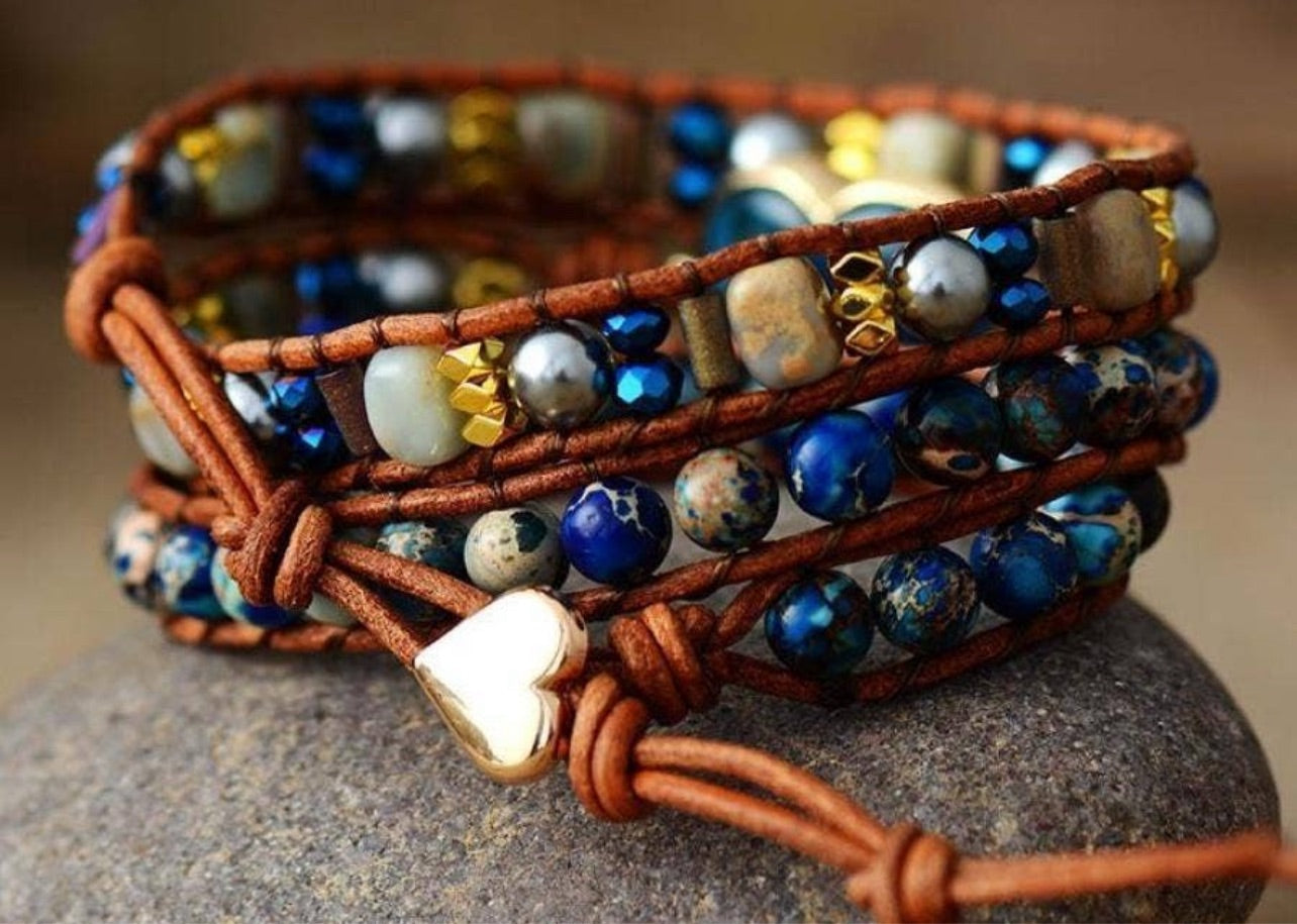 Apatite Heart Wrap Bracelet