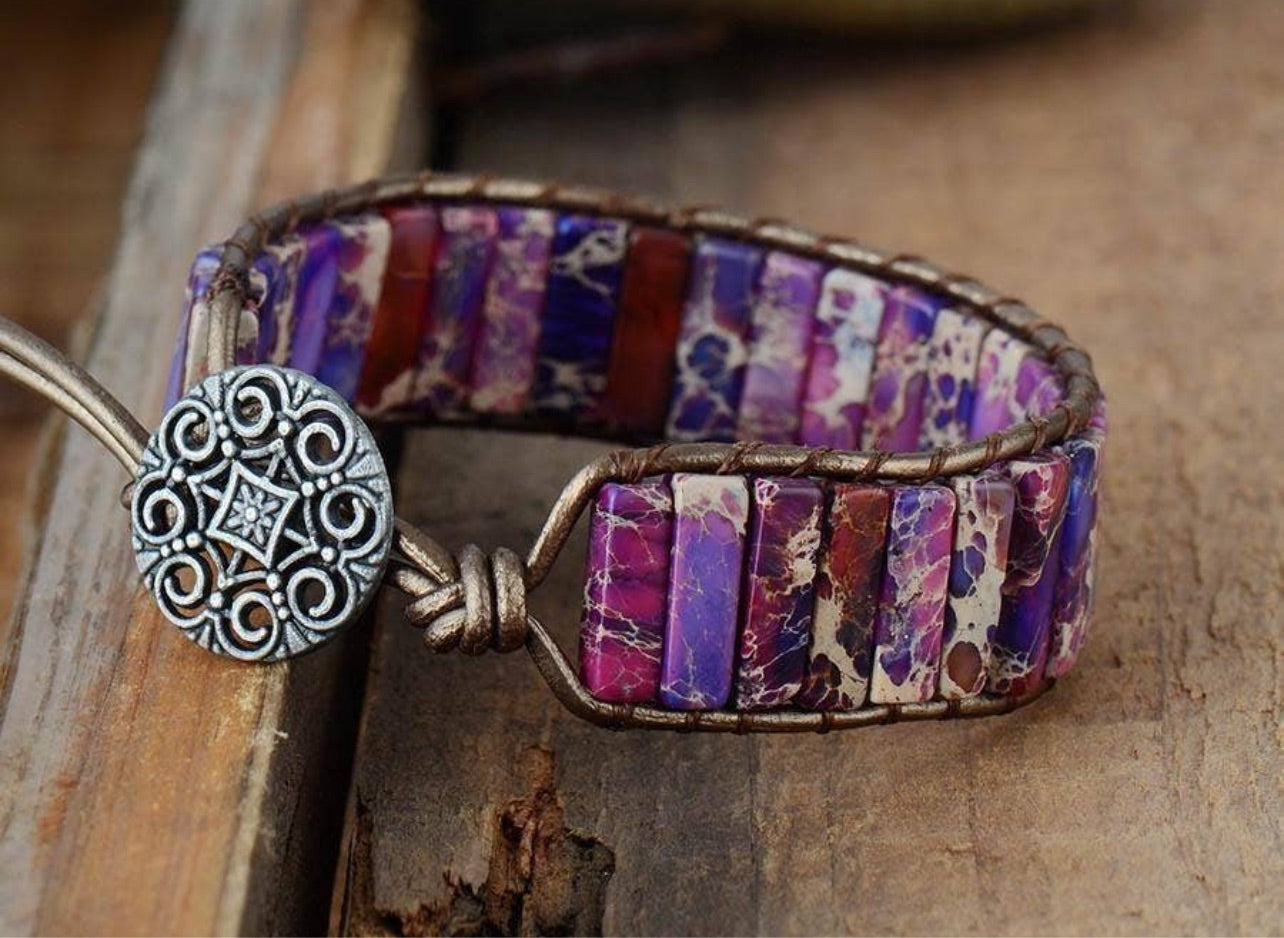 Purple Jasper Tube Wrap Bracelet