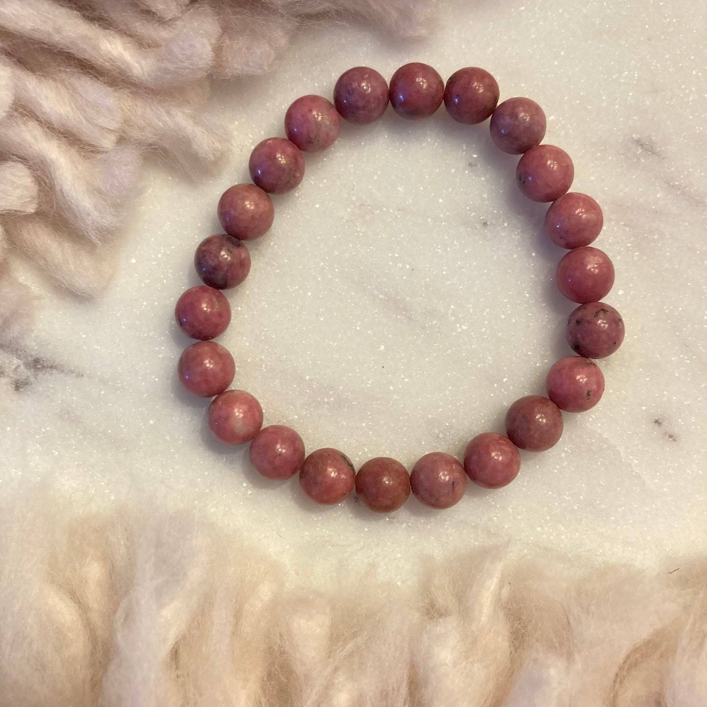 Rhodonite 8mm Round Bead Bracelet